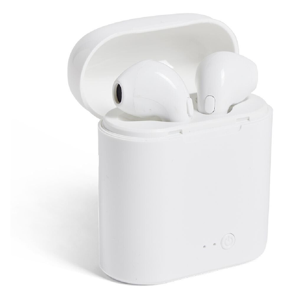 écouteurs Bluetooth avec étui de charge blanc