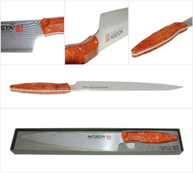 Mcusta japoński nóż kuchenny ze stali damasceńskiej GYUTO 240 mm