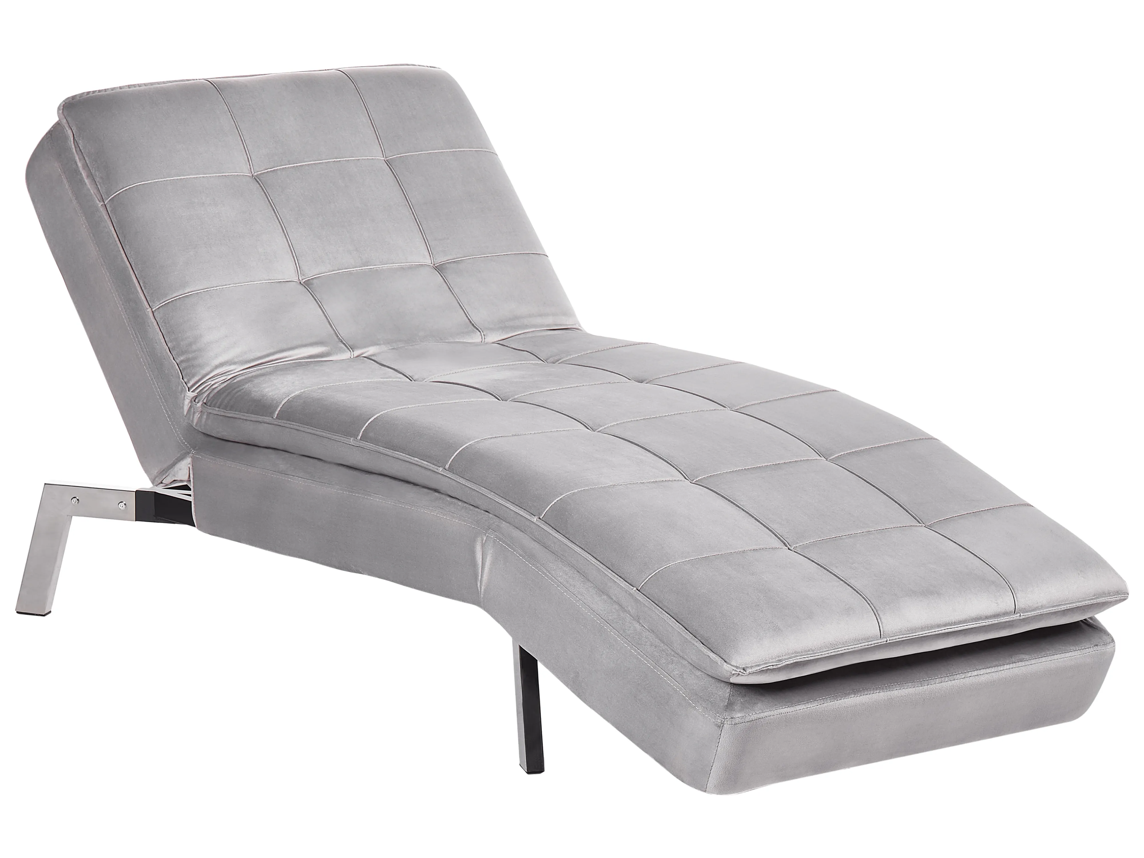 Chaise Longue LOIRET Velvet Light Grey