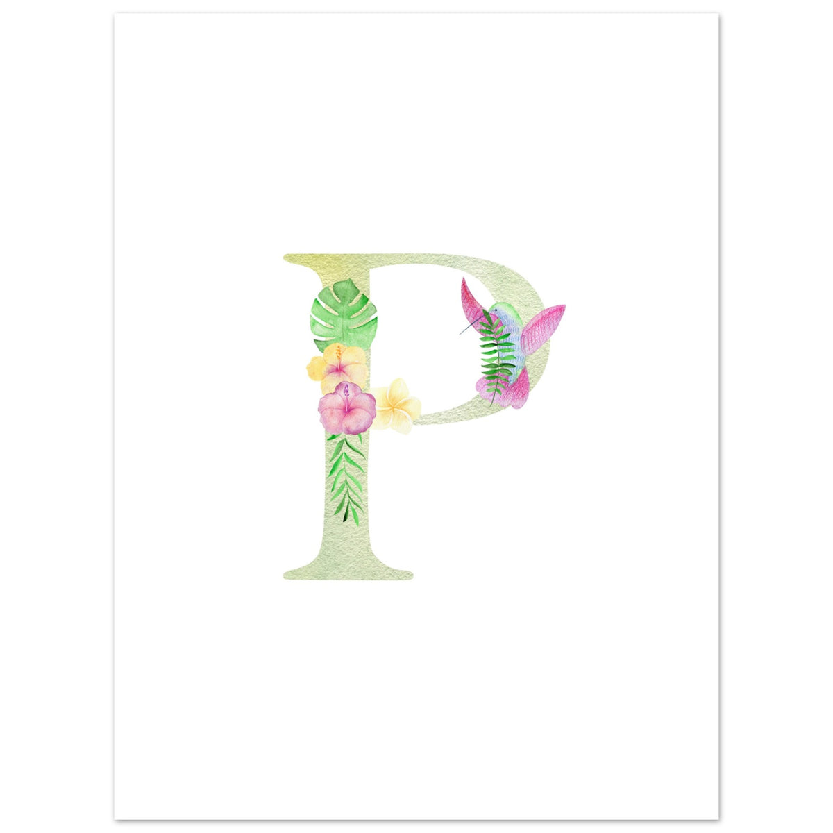 Artfulprints Poster Letter P kindernaam  - 30x40 cm - Meerkleurig