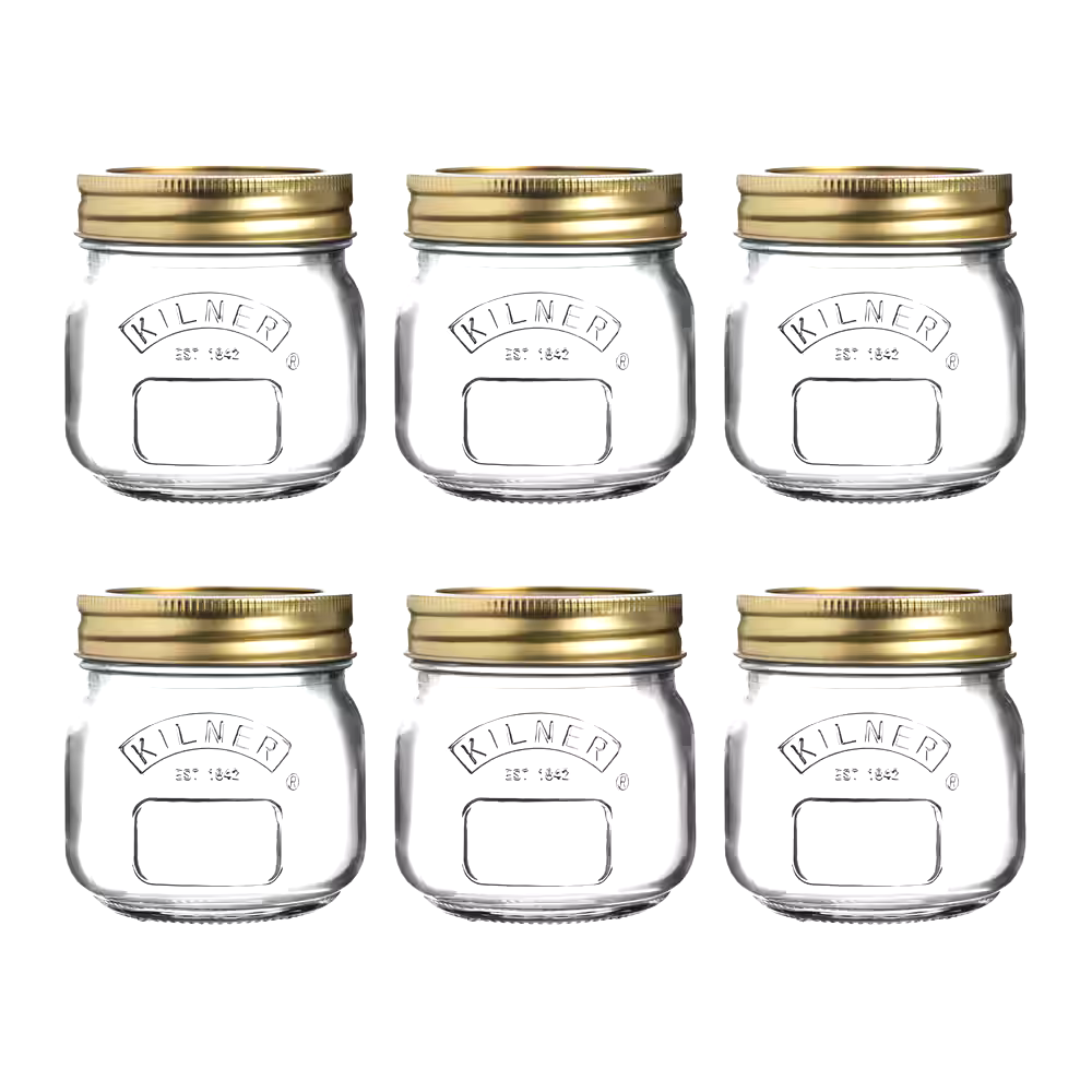 Kilner 6 x 250mL Regular Mouth Glass Mason Jars with Sealing Lids