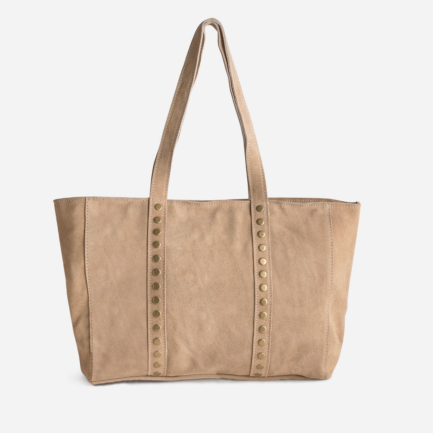 Sac cabas TEXTO beige cuir velours