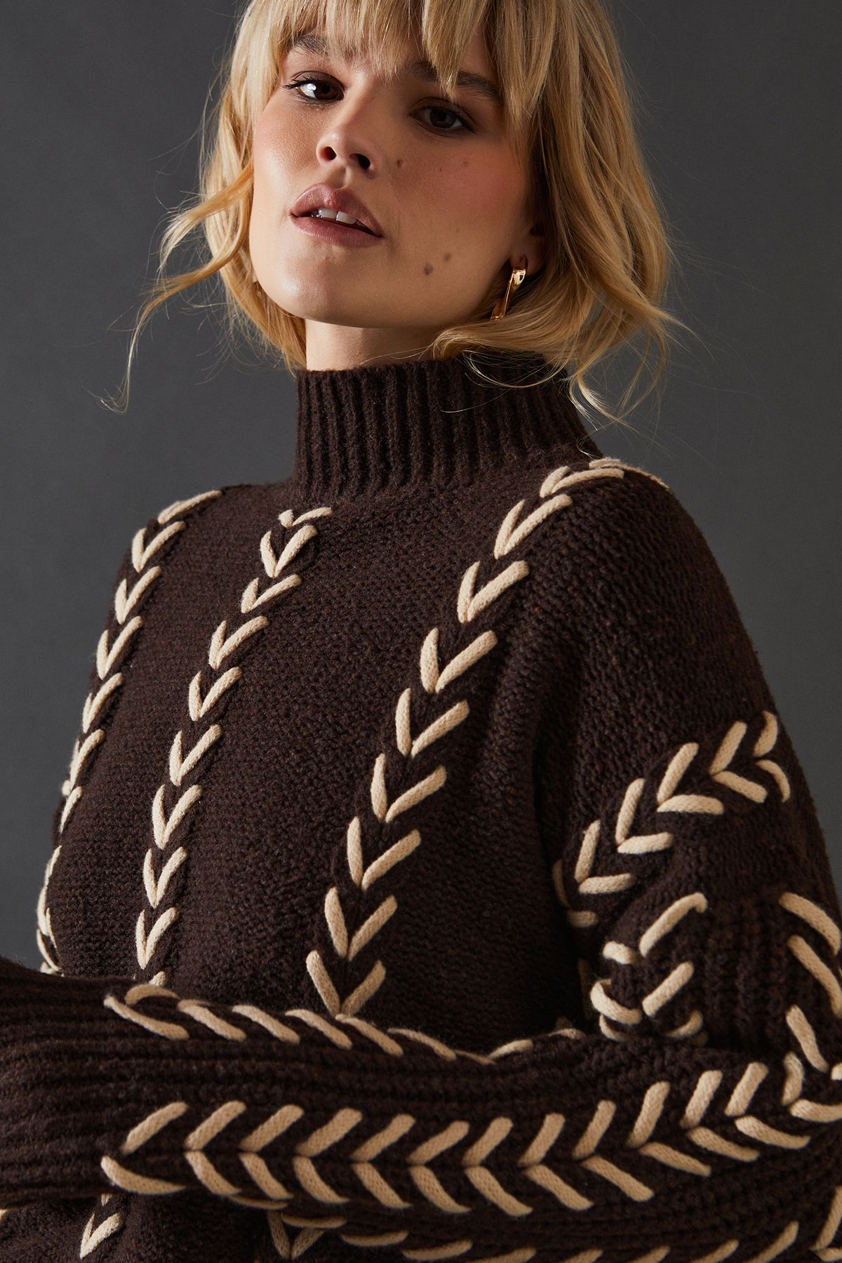 Warehouse Whipstitch Detail Oversized Jumper