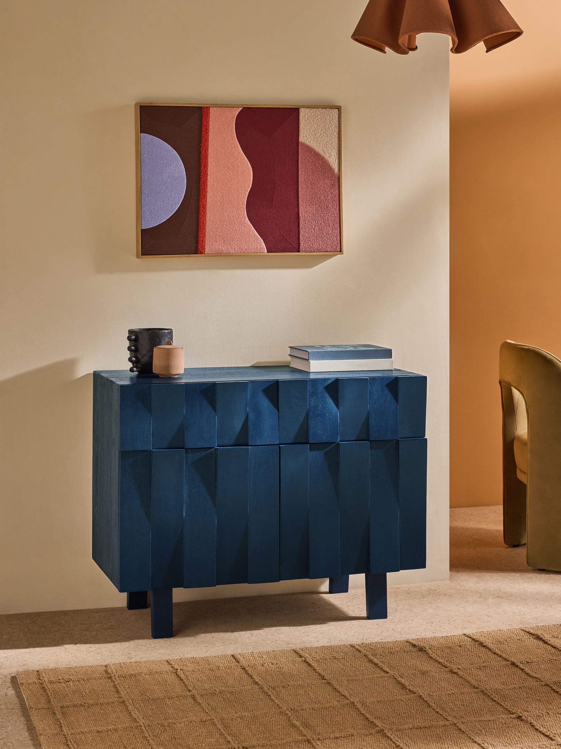 Ronan Small Sideboard in Blue Stained Mango Wood