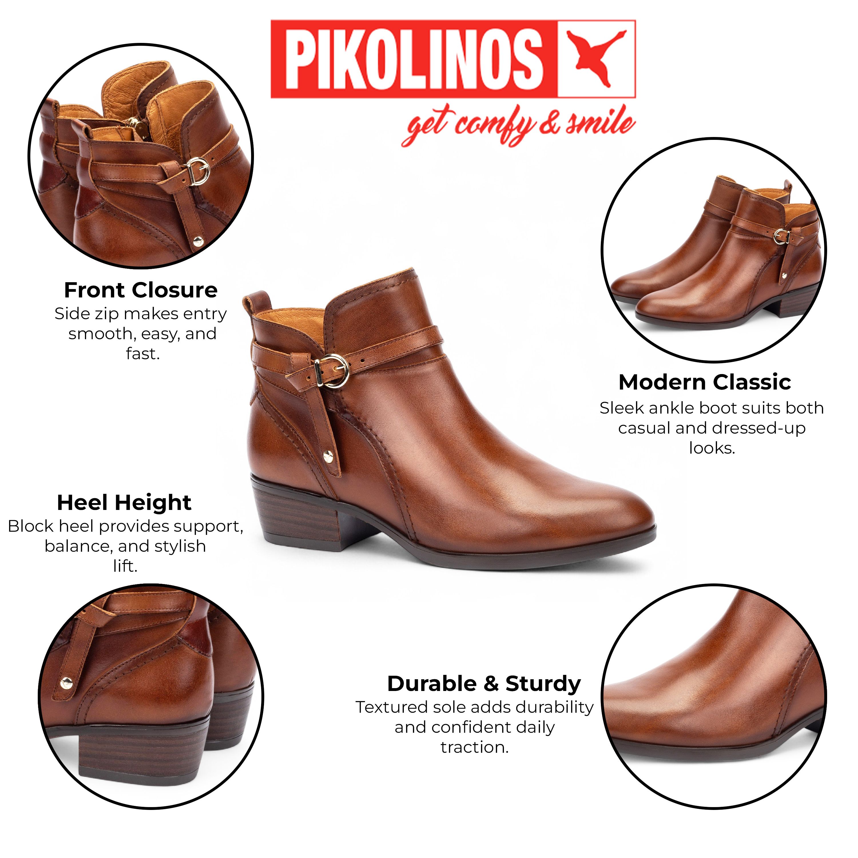 Infinity Leather Pikolinos Leather Ankle Bootie Zip Heel Boots - Daroca