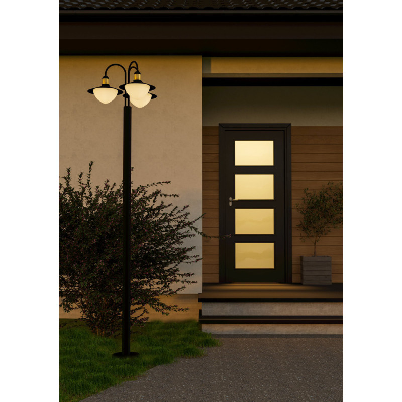 Lampadaire extérieur Sirmione noir et or E27 3 x 60 W EGLO
