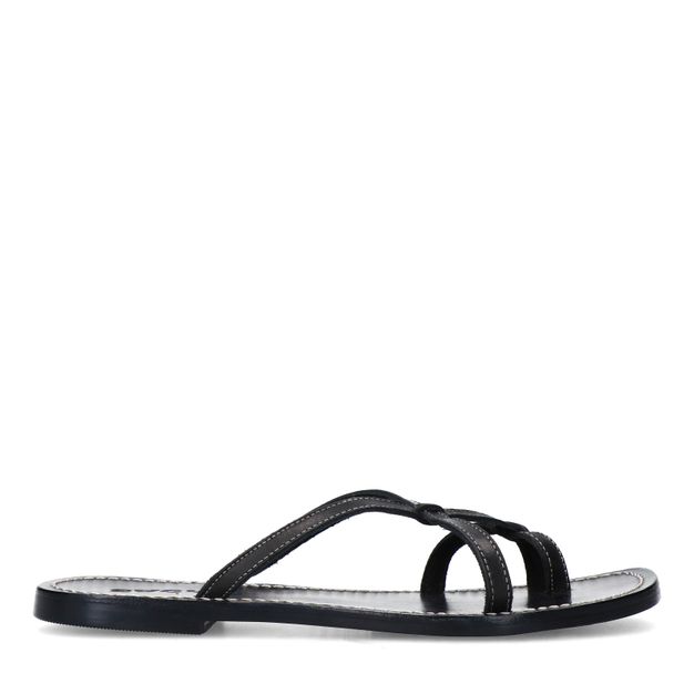 Zwarte leren slippers