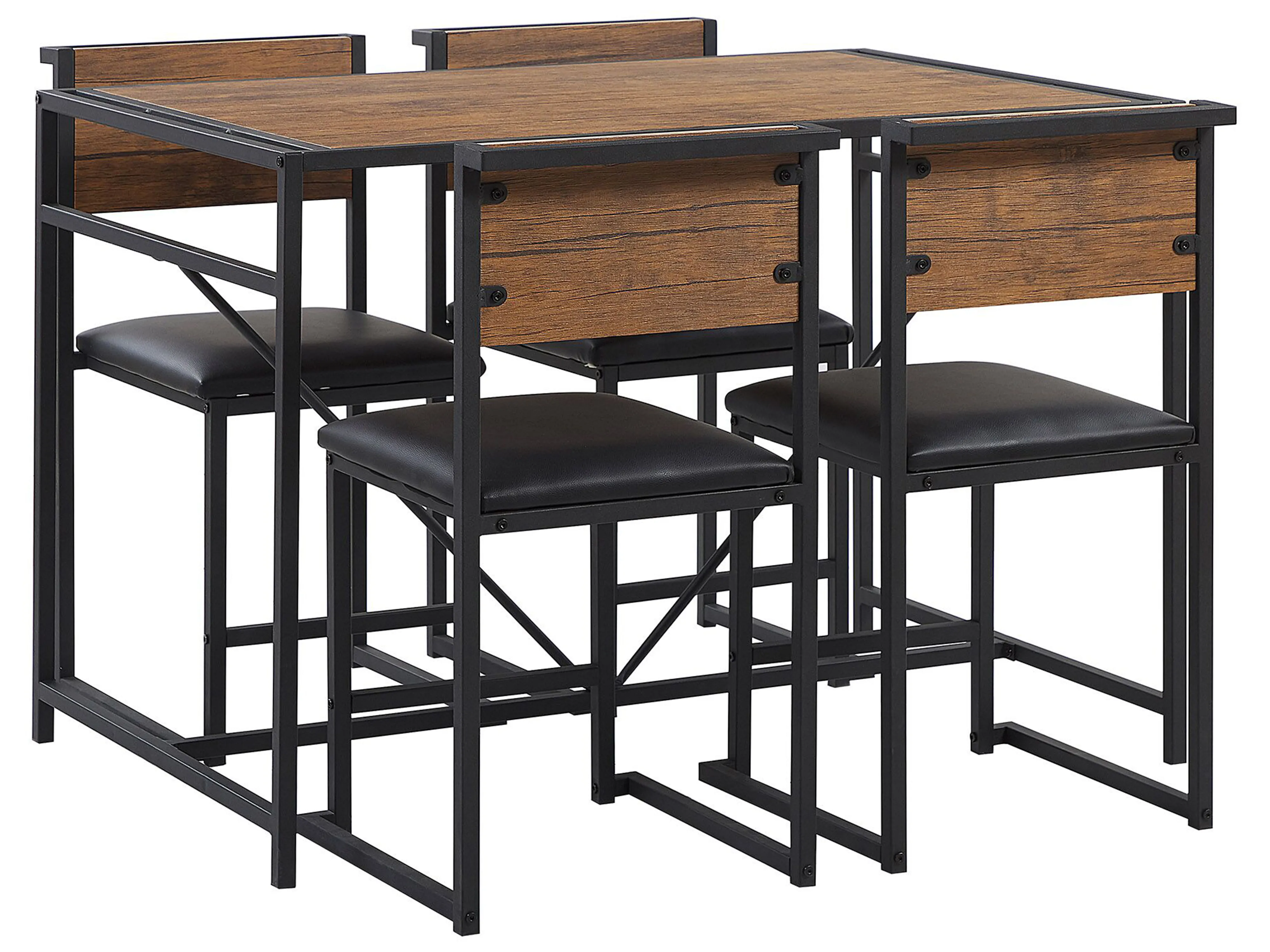 Dining Set BURTON Brown/ Black 4 Seater