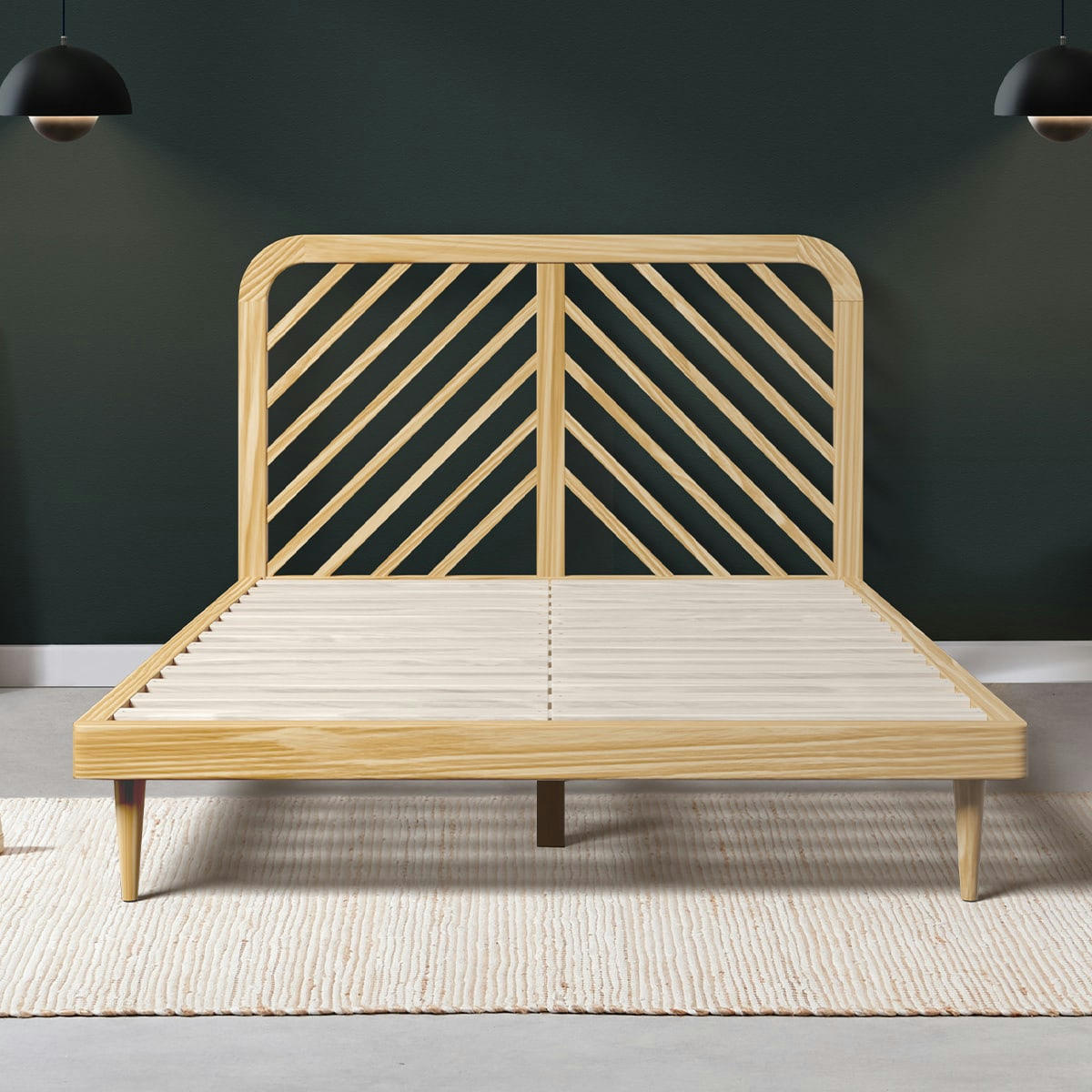 - Lit bois ALBA - pin massif | finition chêne | 180 x 200 (cm)