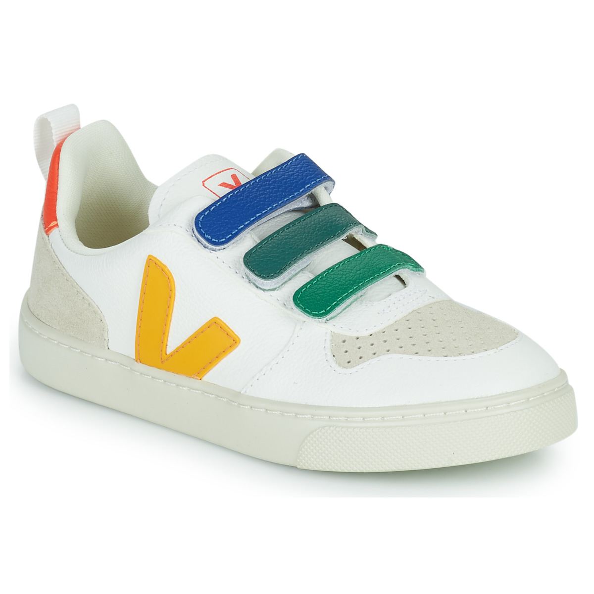 Veja - SMALL V-10 - White / Blue / Yellow / Green