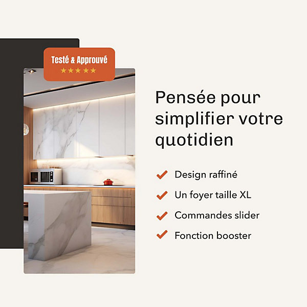 BELDEKO Plaque Induction 3 Foyers Slider avec Minuterie -Booster - 1 grand feu de 280 mm