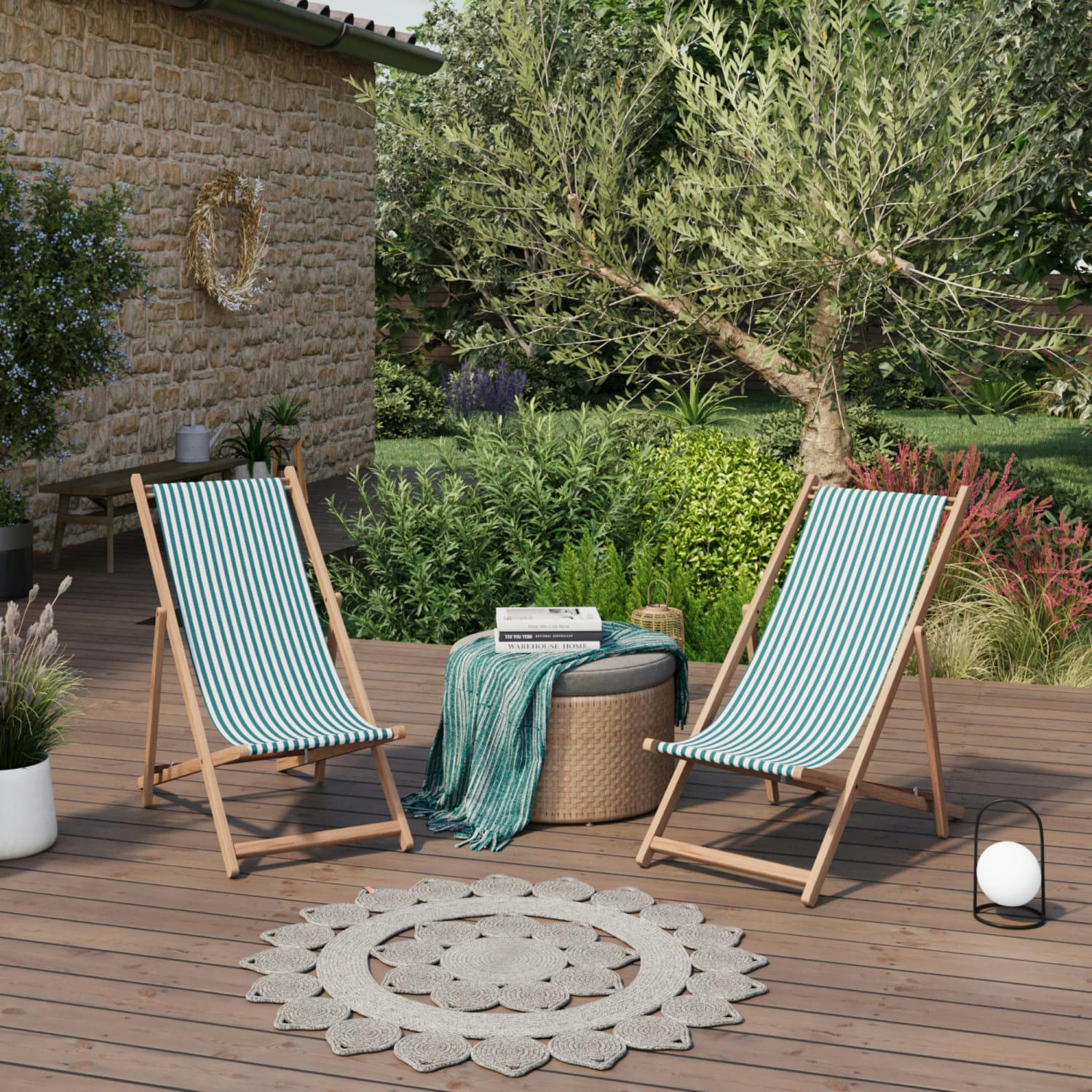 LACQUY - Lot de 2 chiliennes en bois vert