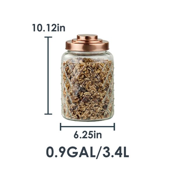 Medium Textured Glass Jar with Gleaming Air-Tight Copper Top