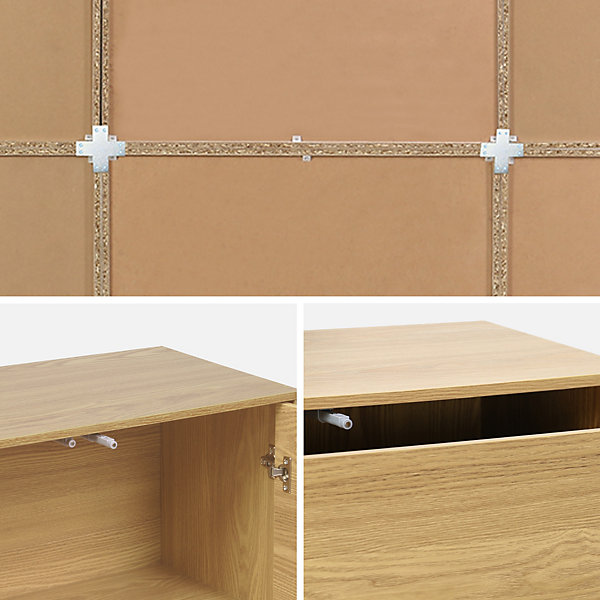 Kit étagère. bibliothèque décor bois chêne 9 éléments 100% modulable L 210 x P 35 x H 210cm - Kompo
