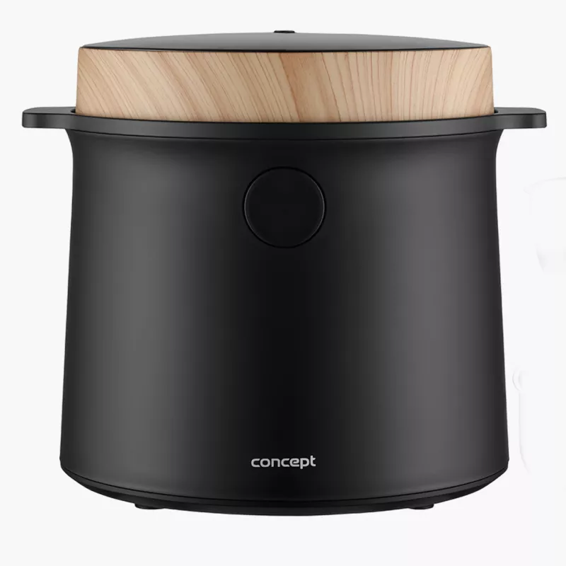 Ryżowar CONCEPT 2L czarny, dekor z drewna