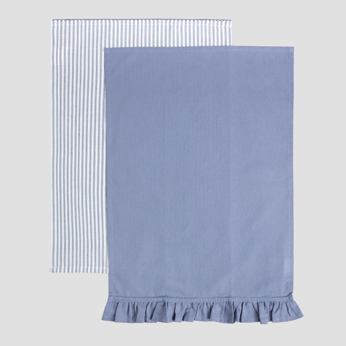 Zestaw ścierek kuchennych ANDIE z falbanką   w paski 2*45x65 cm