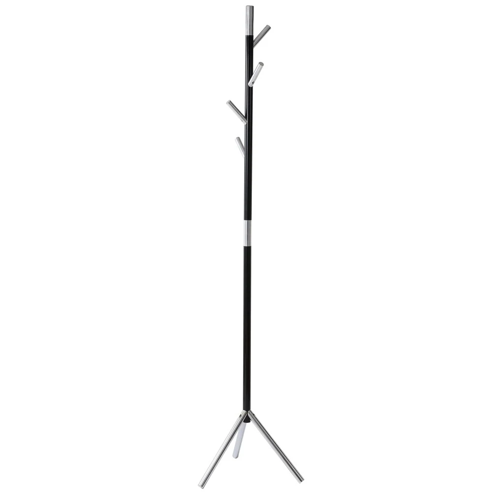 happimess Jackson 70.8 Modern 4-Hook Metal Coat Rack, Black/Chrome