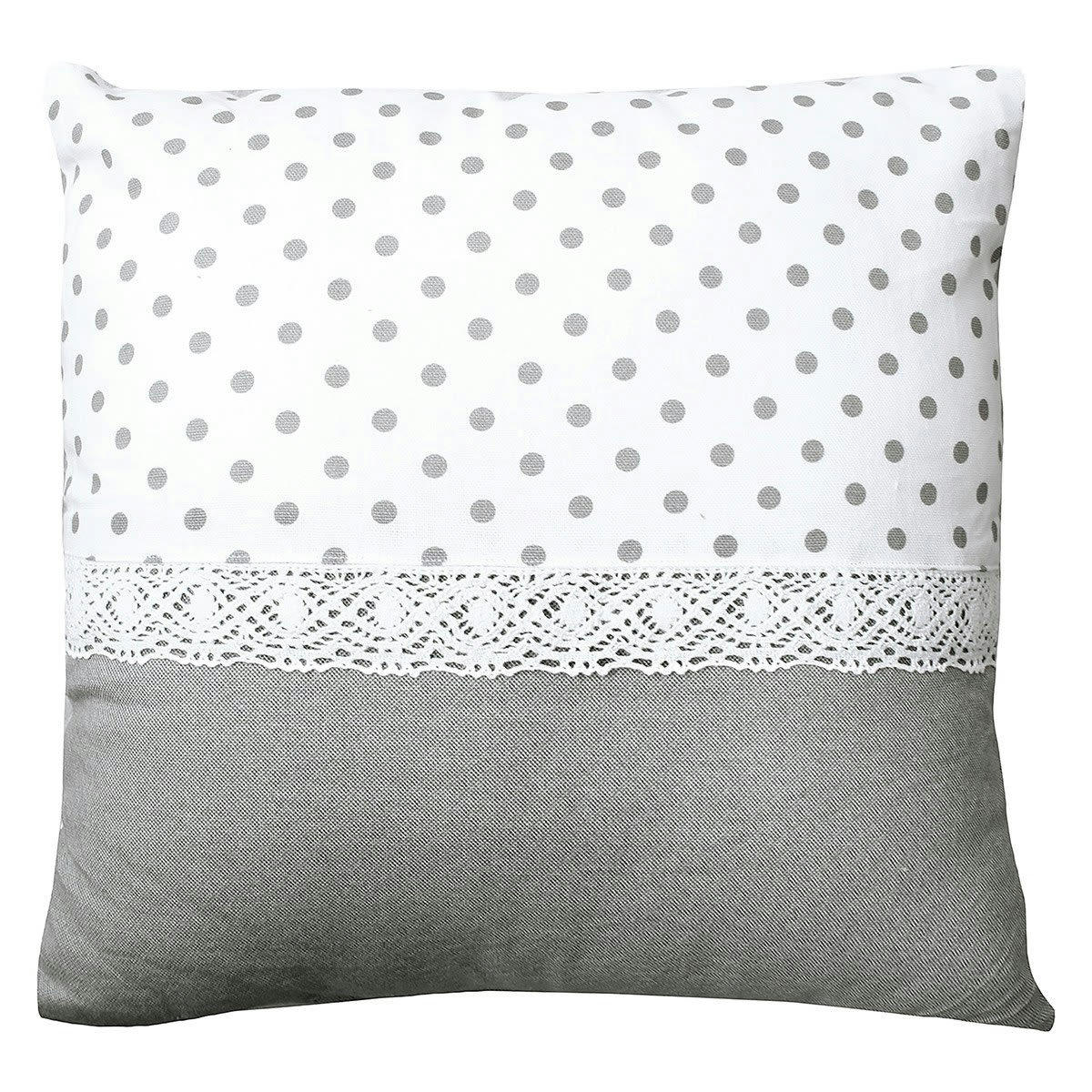 MARGOT - Coussin déhoussable gris coton 40x40cm