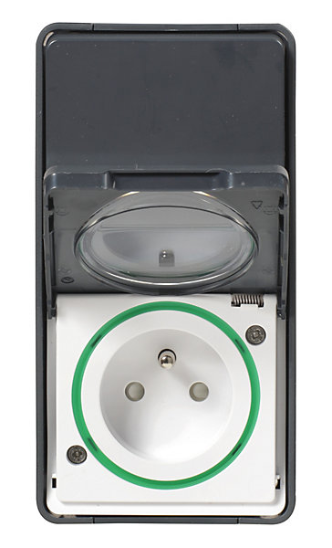 Interrupteur va-et-vient   prise avec terre verticale étanche complets saillie Schneider Electric Mureva Styl anthracite