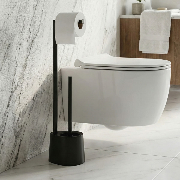 Stojak na papier toaletowy i szczotkę do WC STILK, 63 cm