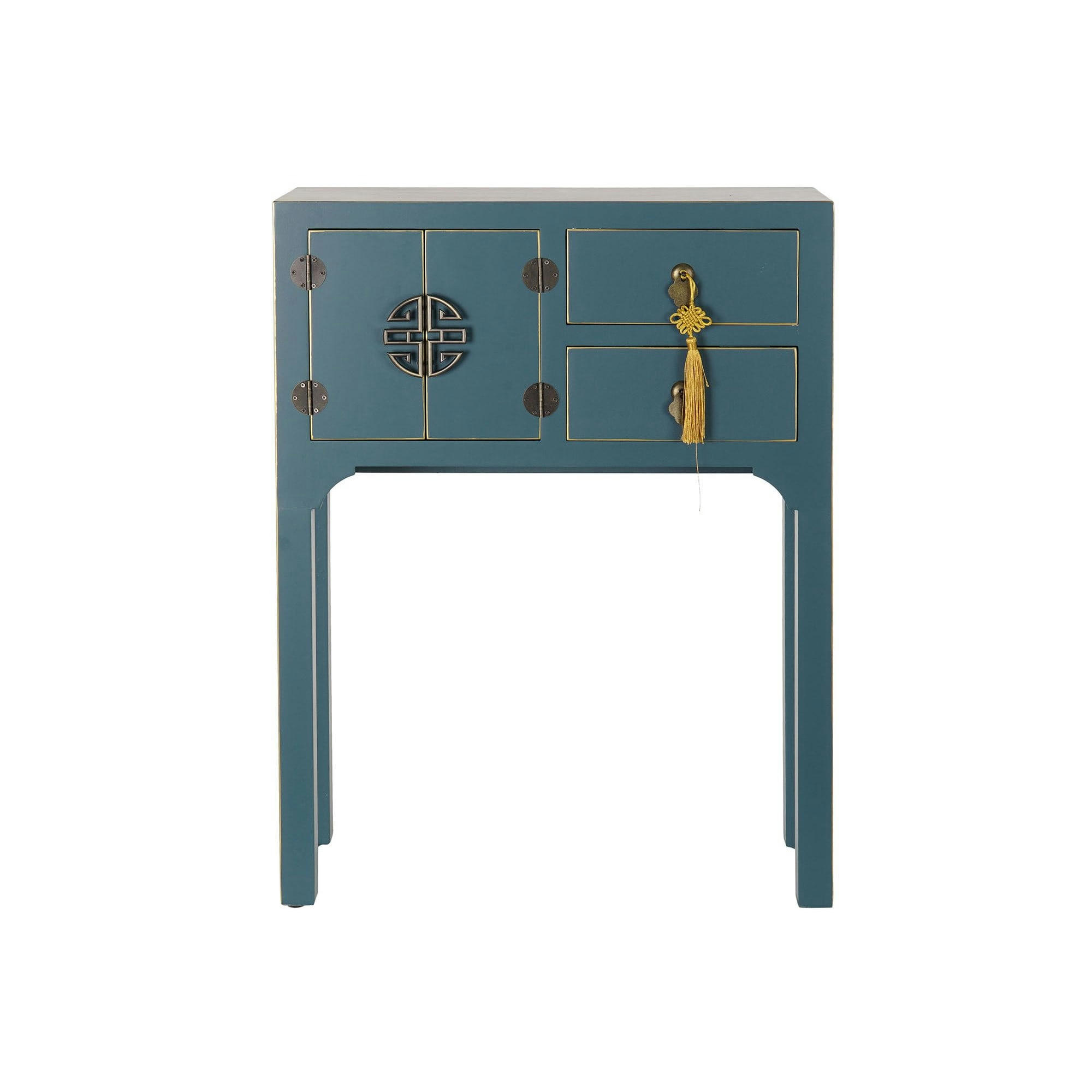 - Console en bois style oriental Bleu Canard - 63x26x83cm