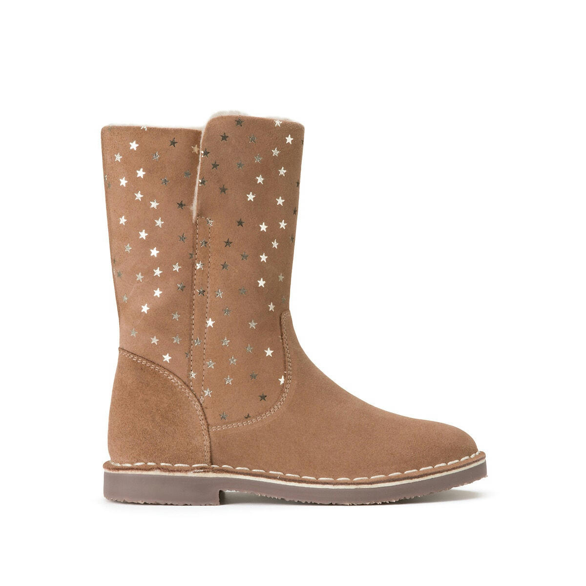 Bottes cuir zippées, motif étoiles
