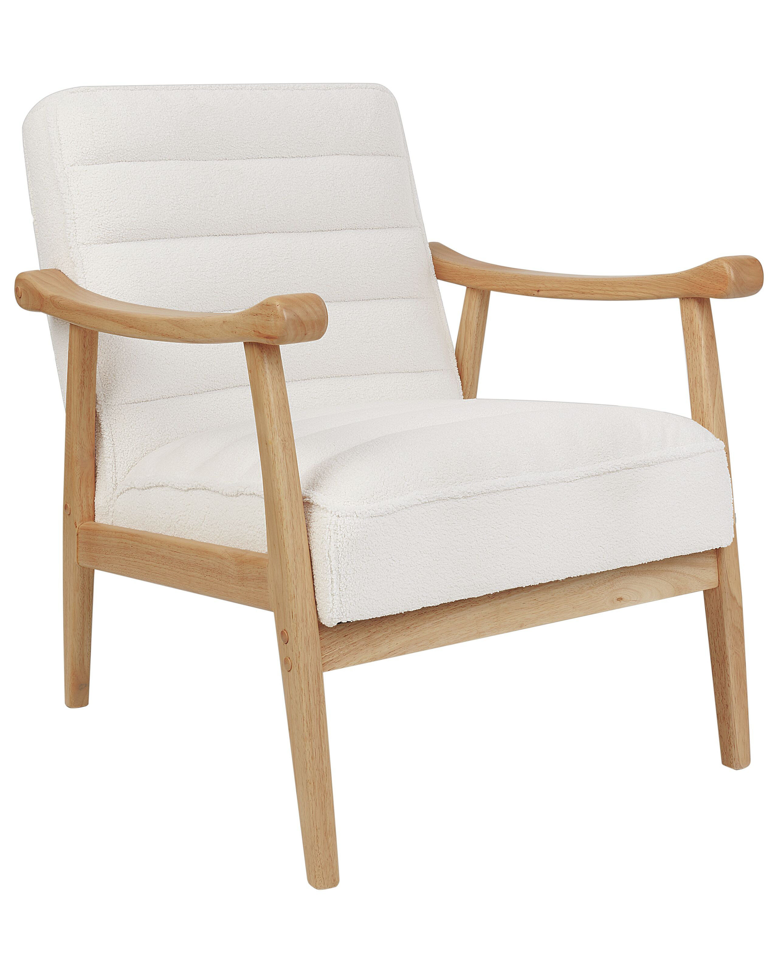 Fotel retro tapicerowany boucle biały