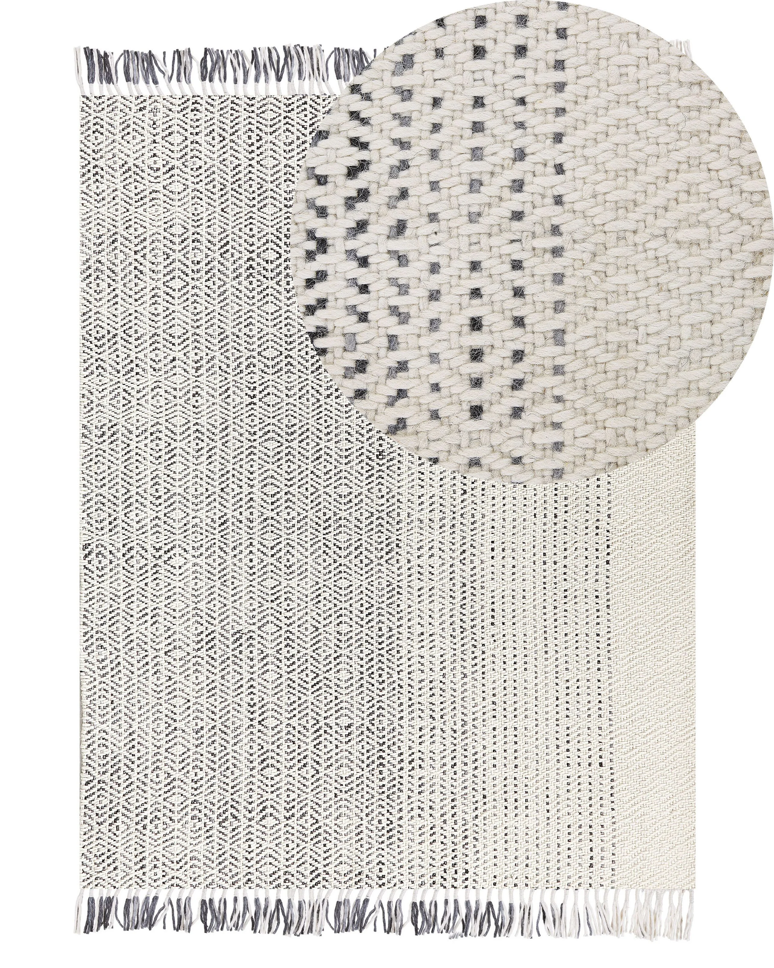 Dywan 140 x 200 cm cm wełna biało-szary