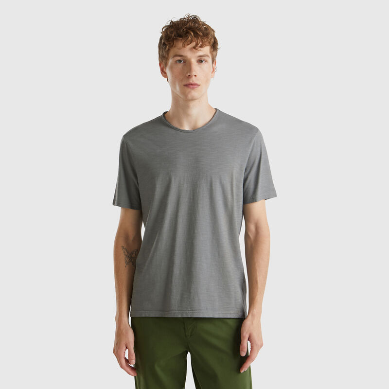 Mouse gray slub cotton t-shirt