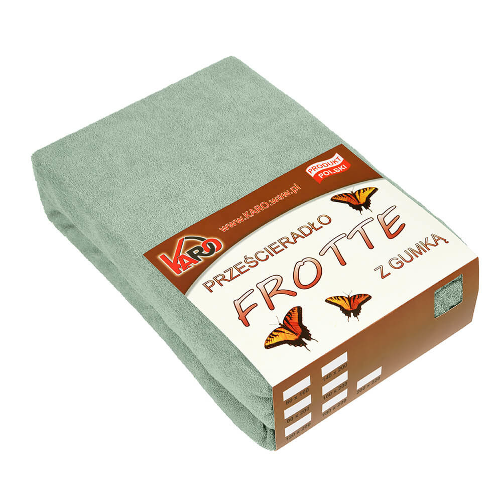Prześcieradło frotte z gumką 80x200 oliwkowe 013 KARO