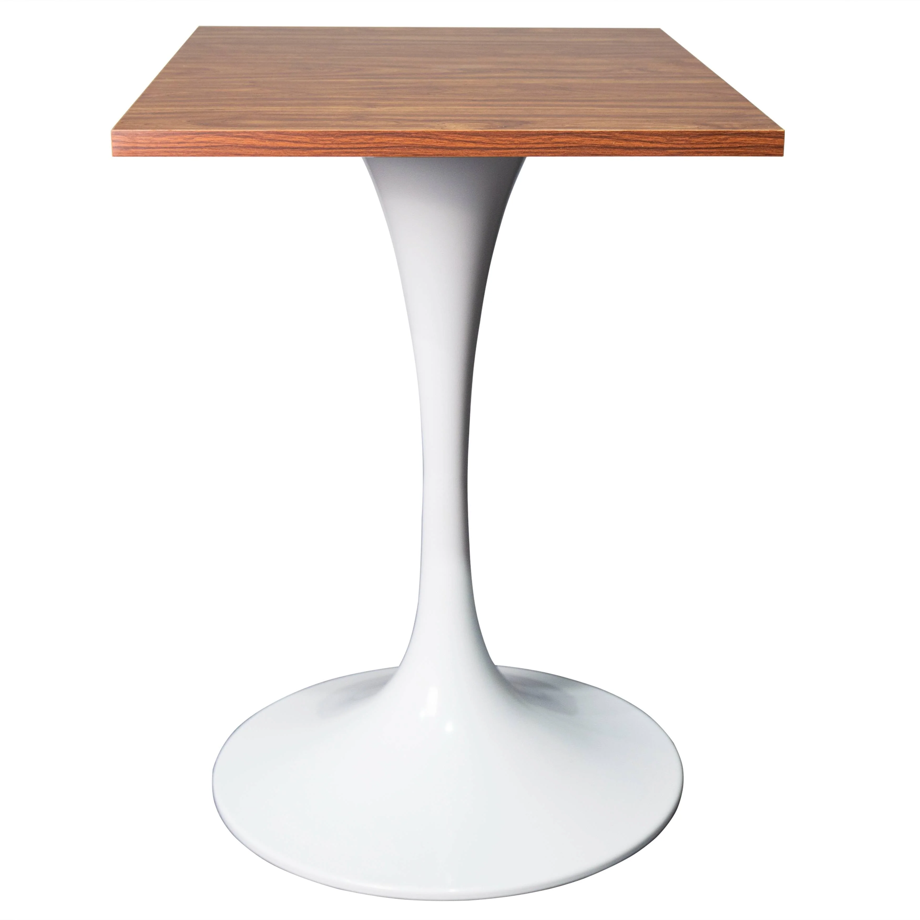 Verve 24 in. Wide Dining Table Square MDF Wood Tabletop in White Stainless Steel Pedestal Base Accent Kitchen Table