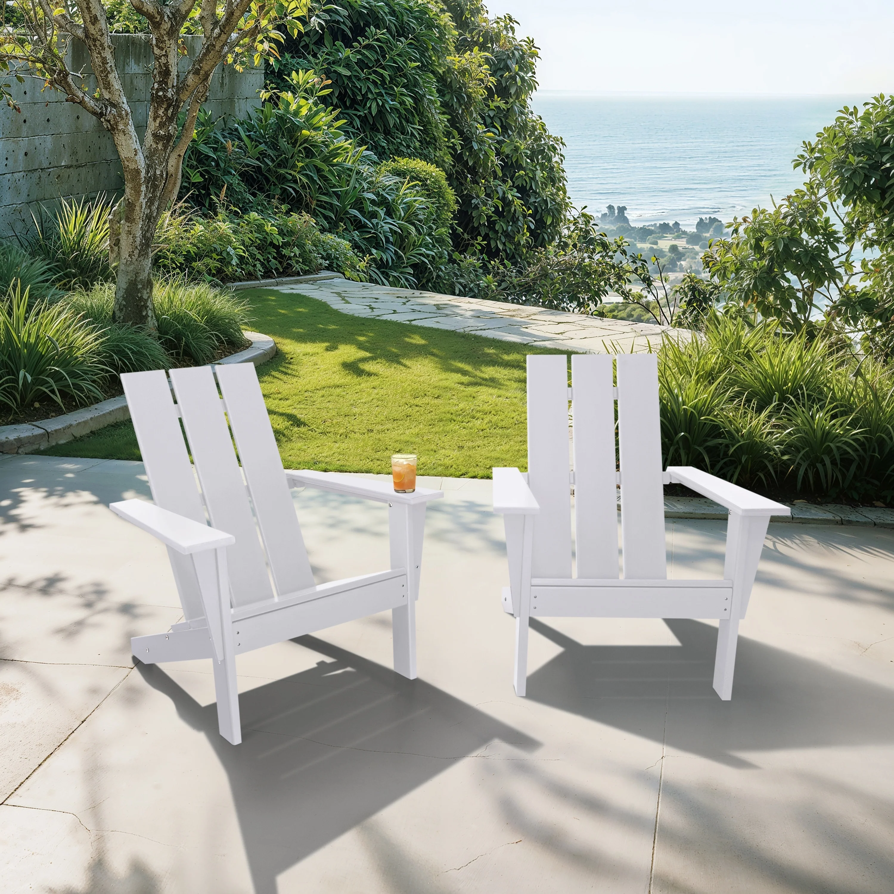 LuXeo Arcadia Modern Outdoor Patio Adirondack Chair, Set of 2