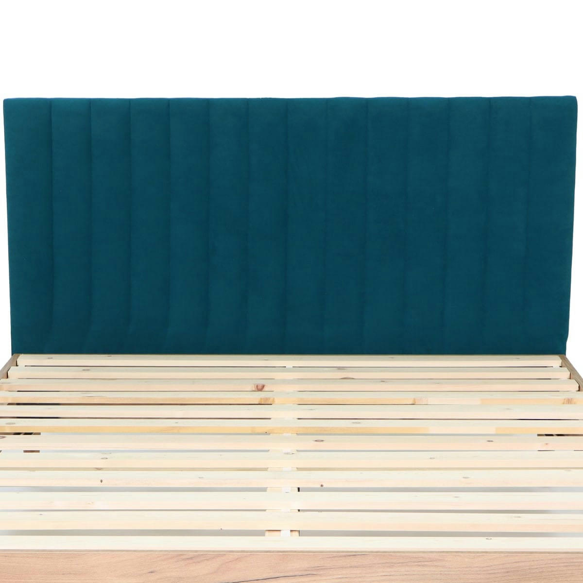 - Tête de lit matelassé en velours bleu 140 cm