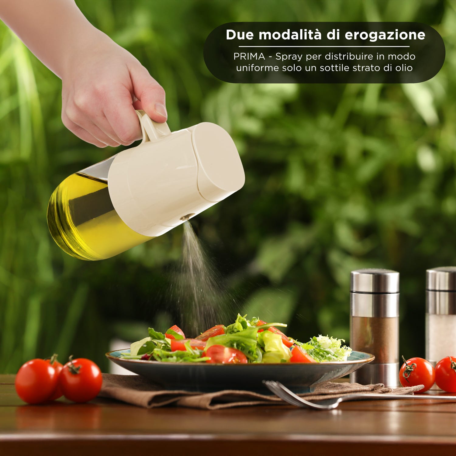Oliera spray e versa vetro 300 ml tappo bianco