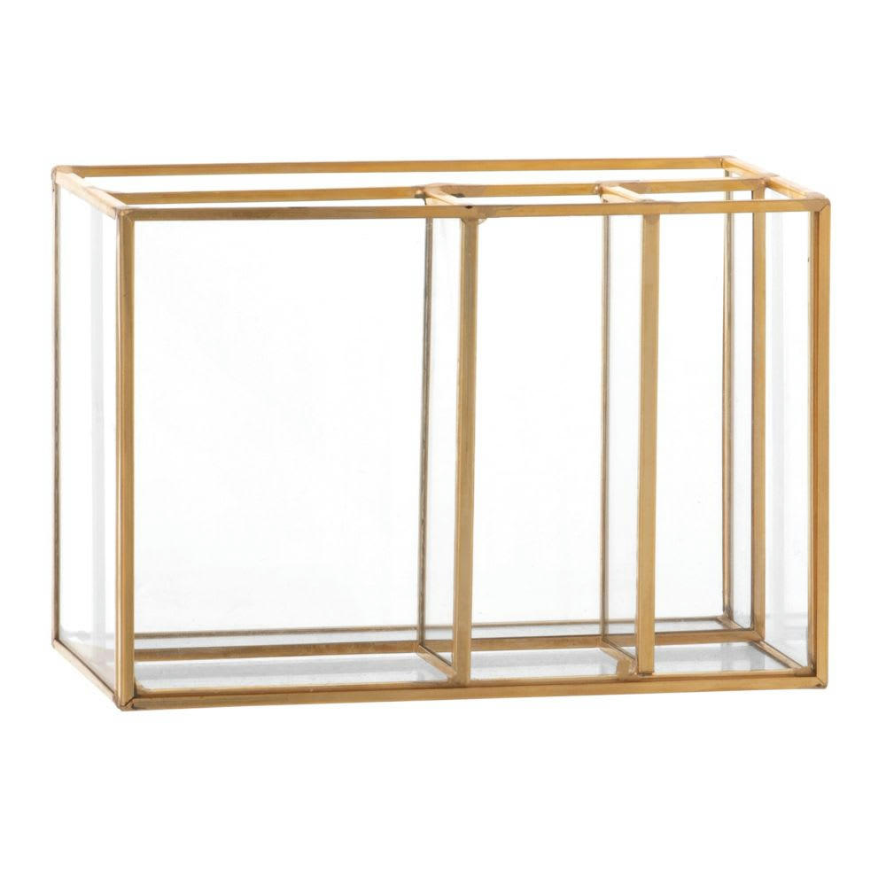 - Organiseur de bureau en verre et métal doré