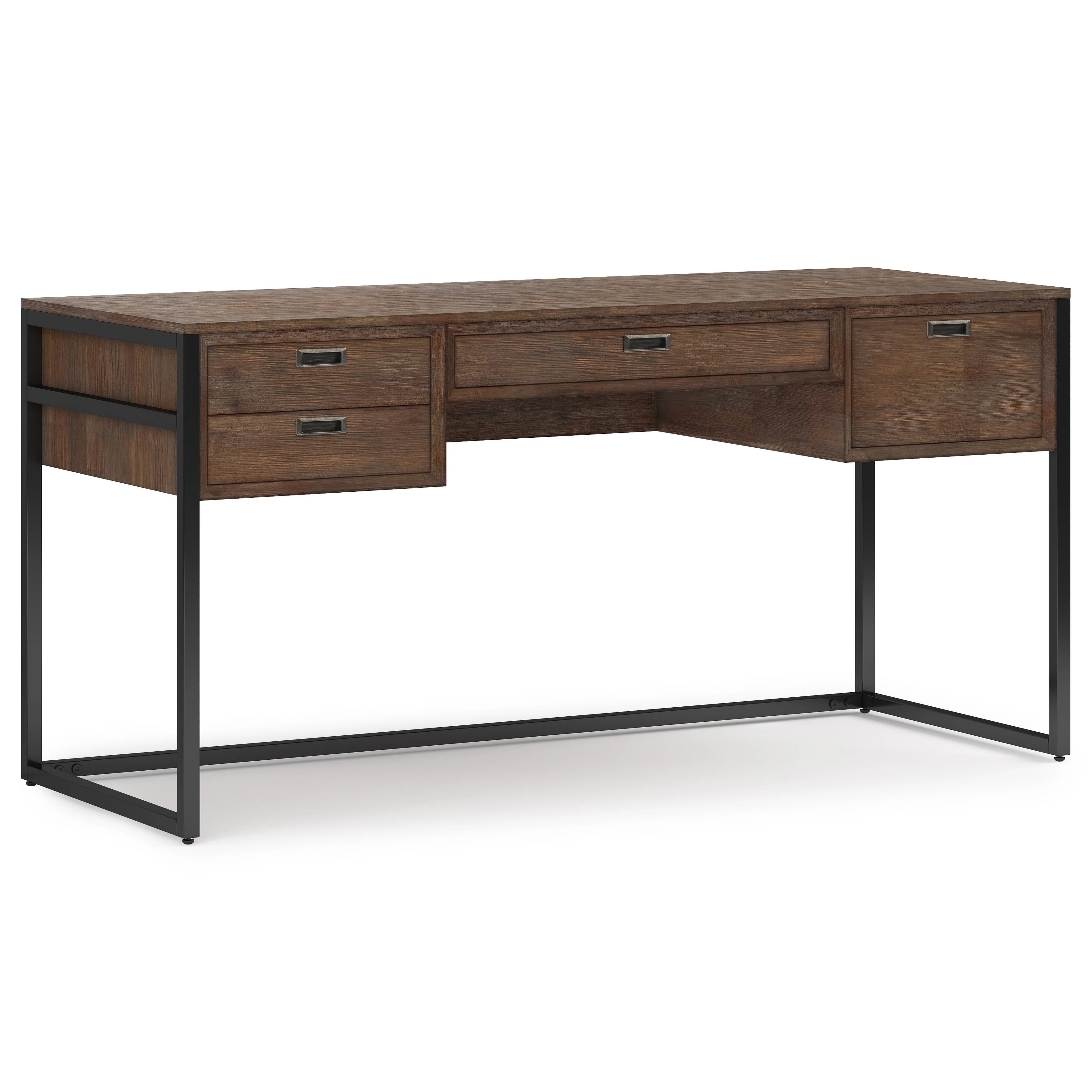 WYNDENHALL Brandt SOLID ACACIA WOOD Modern Industrial 60 inch Wide Desk in Rustic Natural Aged Brown