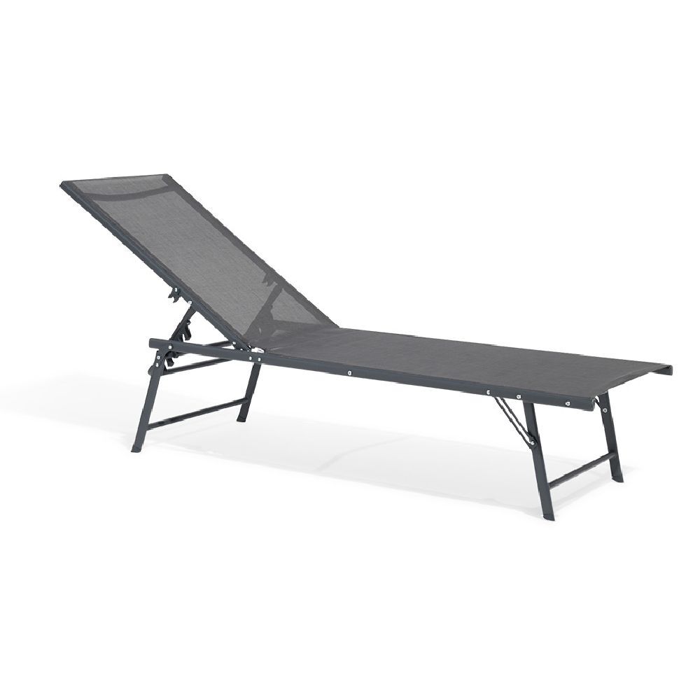 Bain de soleil transat Dream 5 positions gris 181x55xH33/90.5cm