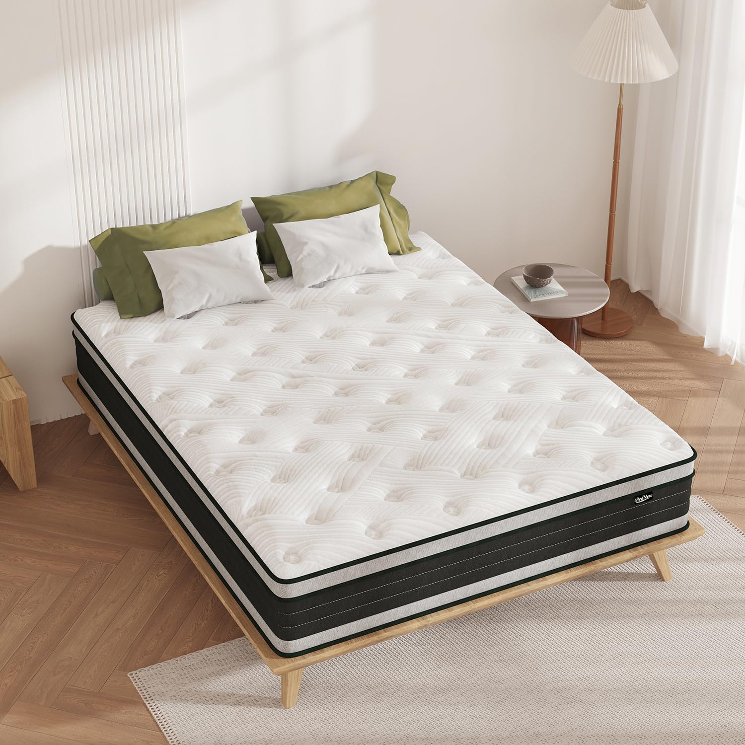 Queen Size Mattress, 14 Inch Hybrid Pillow Top Mattresses in a Box with Gel Memory Foam & Individually Pocket Coils, Medium Firm Mattress for Back Pain, Pressure Relief, Fiberglass Free