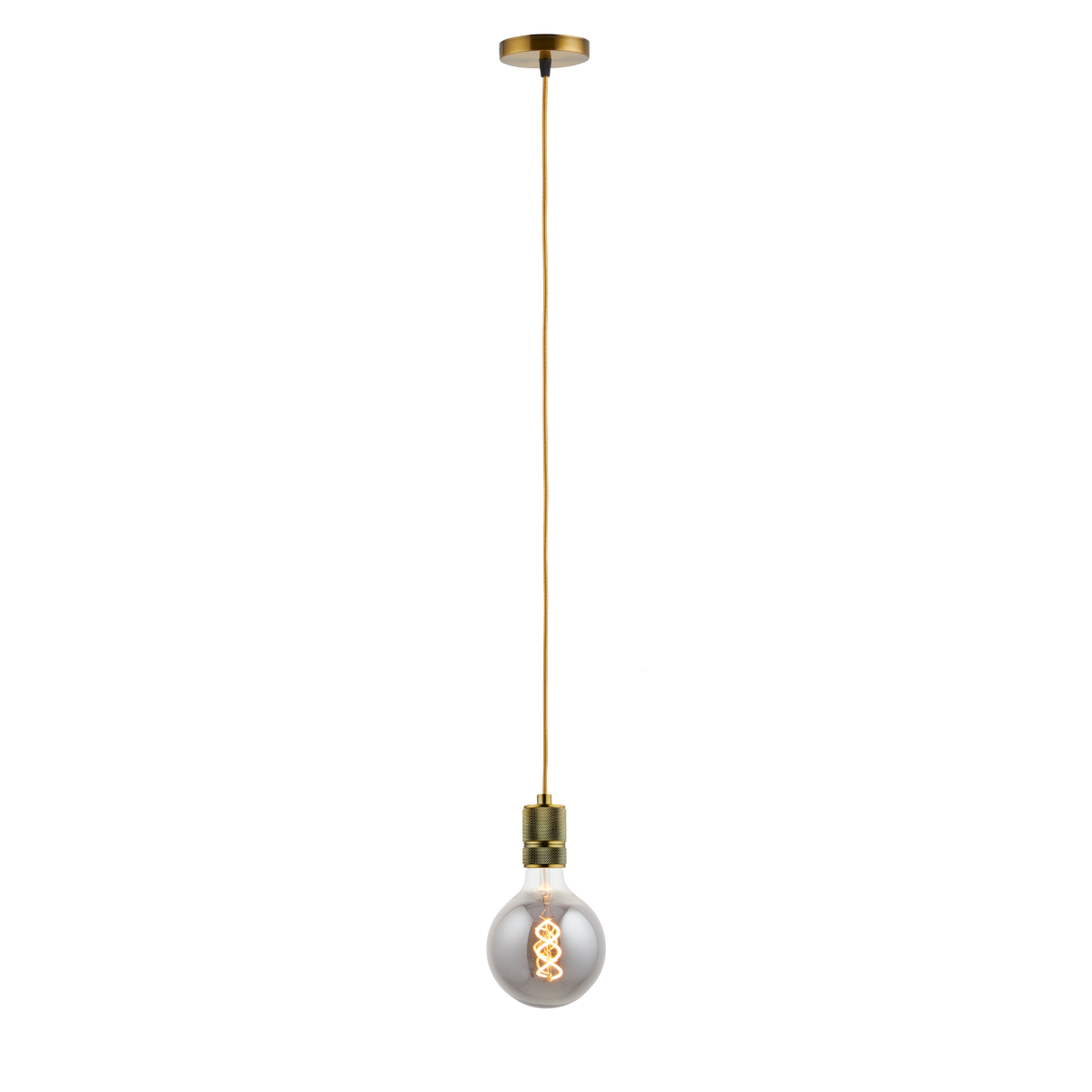Lighto | Pendel Champagne Goud | Inclusief Lichtbron Rookglas | Classic | 1.5m Snoer | Met Plafondkap