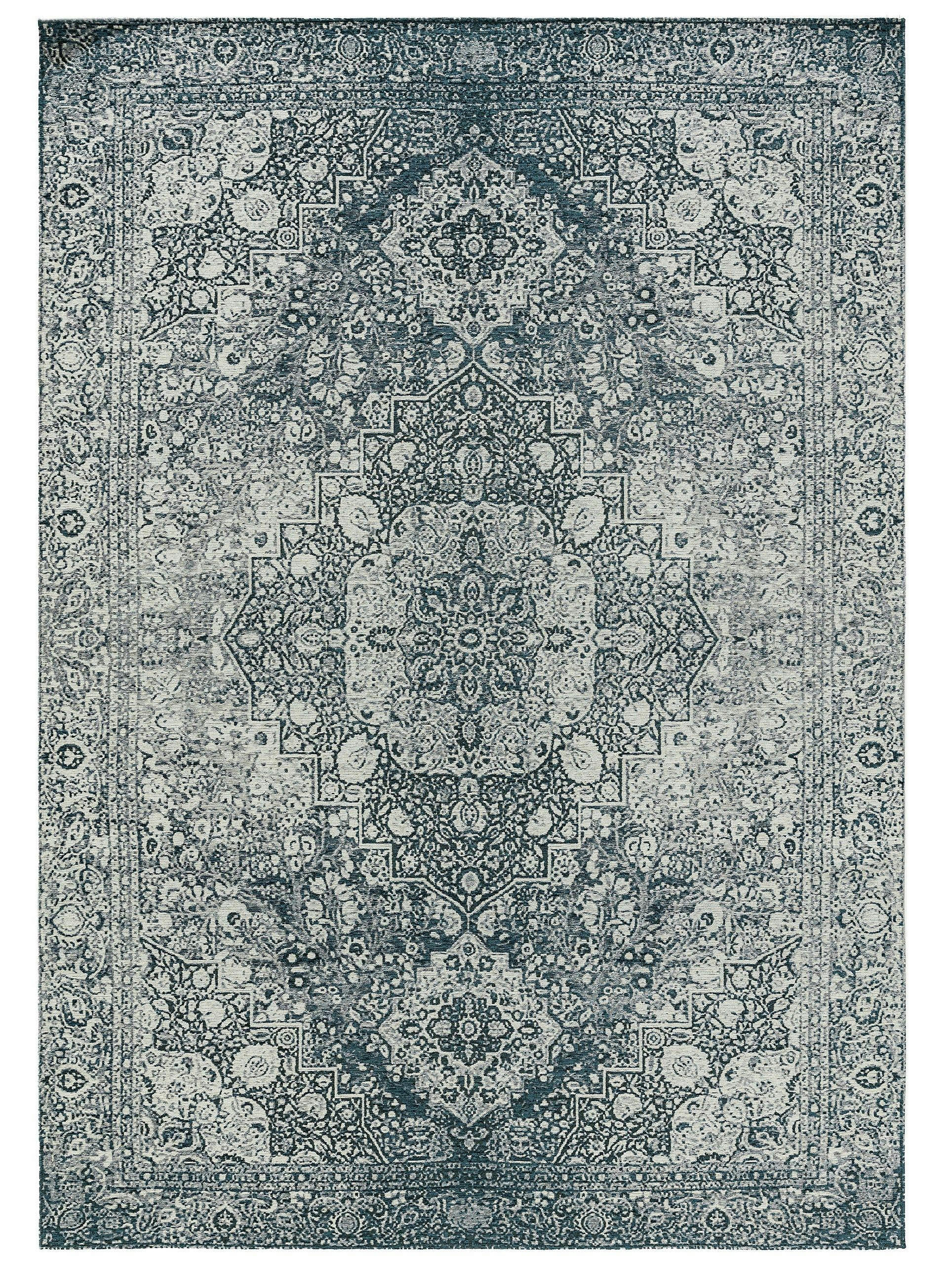 FRENCIE - Tapis tissé à plat bleu 200x285