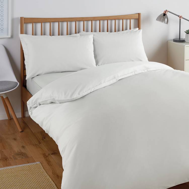 Habitat Cool Lyocell Cotton Plain White Bedding Set - Single