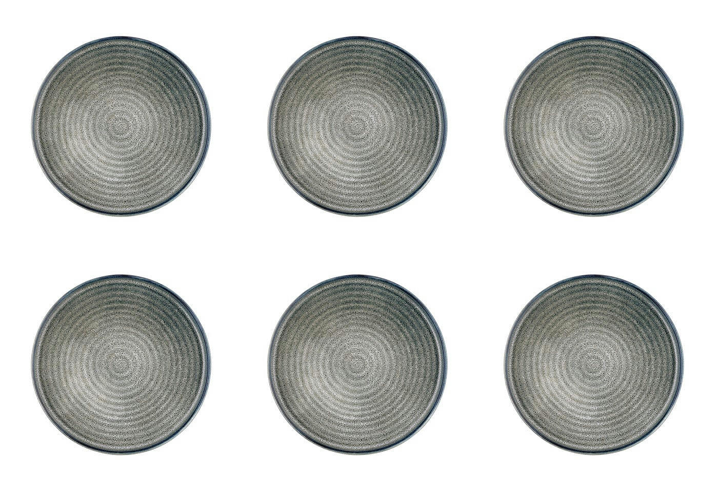 REACTIV - Lot de 6 assiettes à dessert en grès gris D22