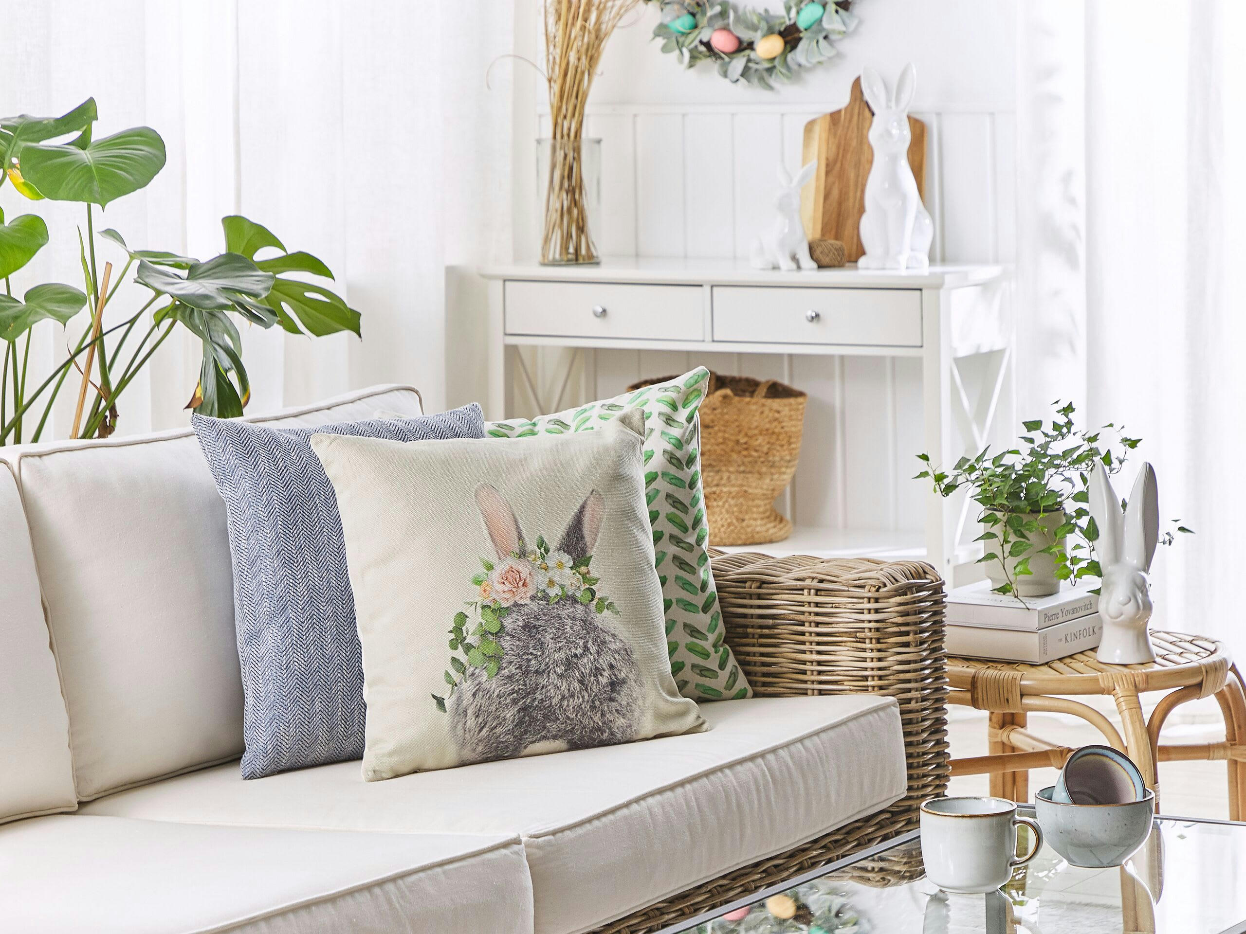 FATSIA - Lot de 2 coussin décoratifs en tissu gris 45x6cm