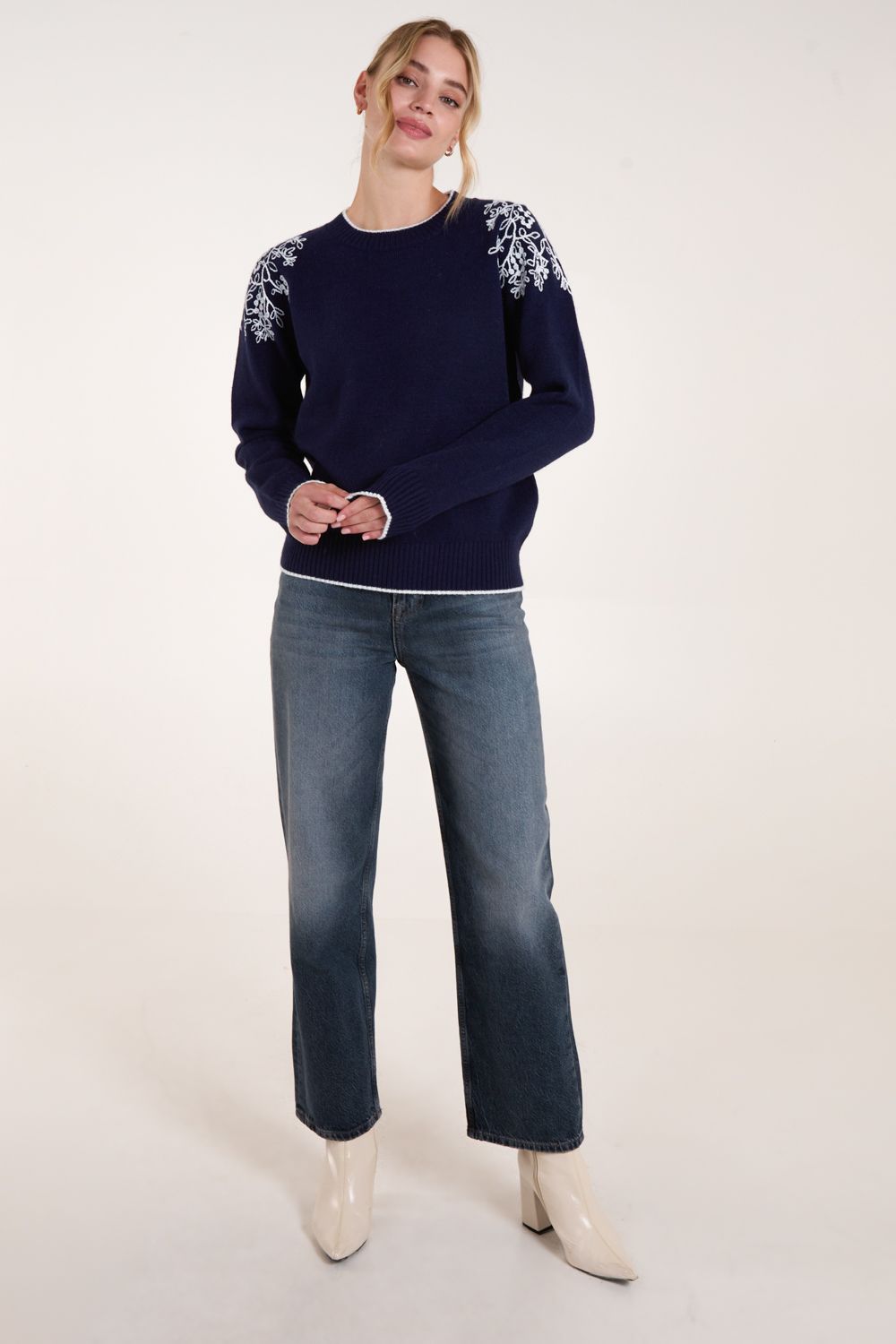 Blue Vanilla Embroidered Shoulder Jumper