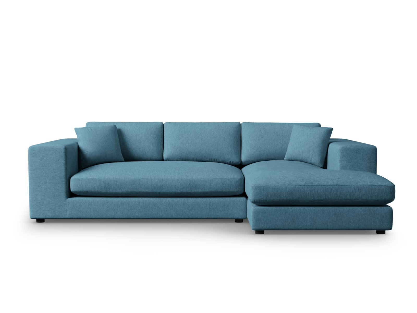 TENDANCE - Canapé D'Angle Droit 5 places en Tissu Structurel Bleu