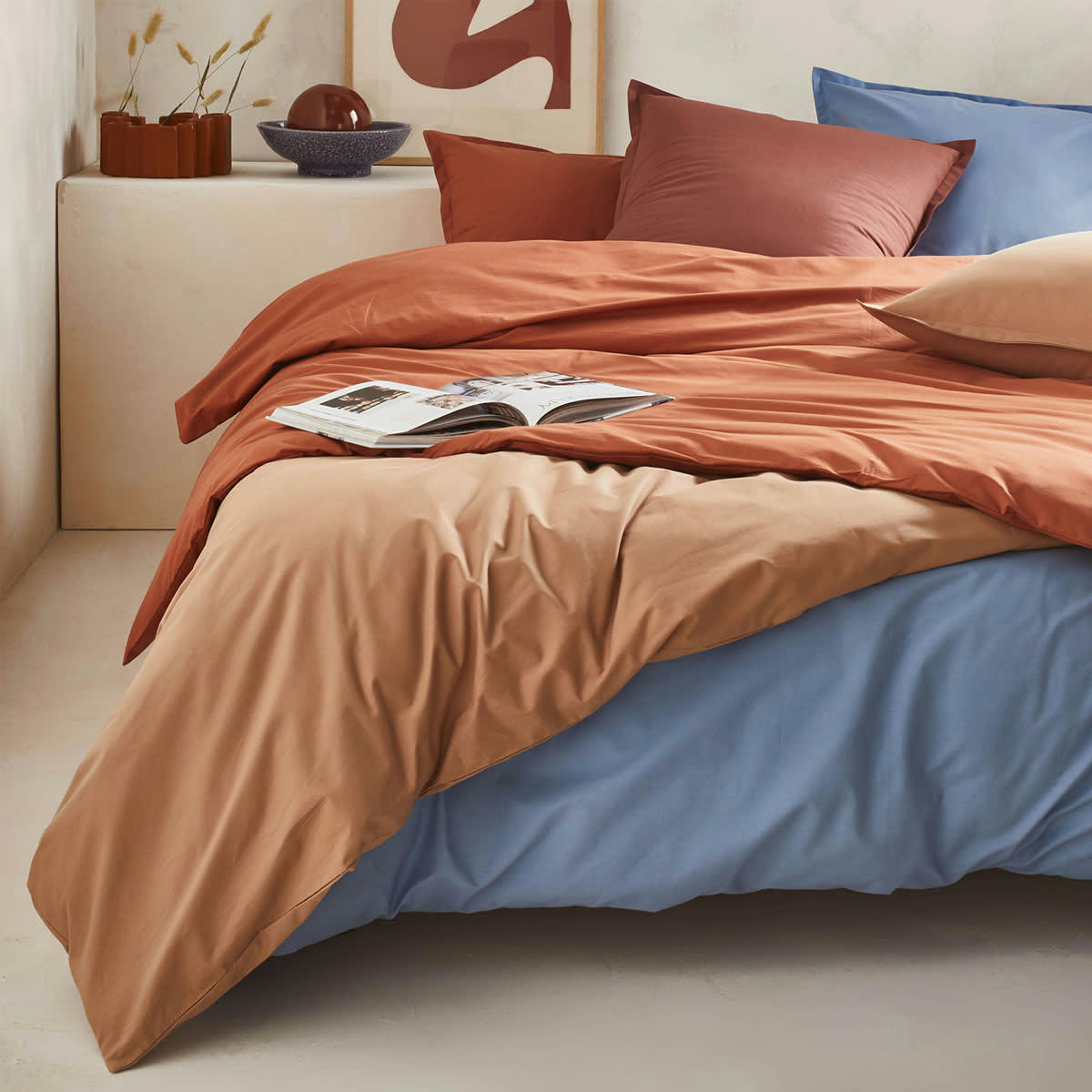 PREMIÈRE - Drap housse en percale de coton beige 2x70x190
