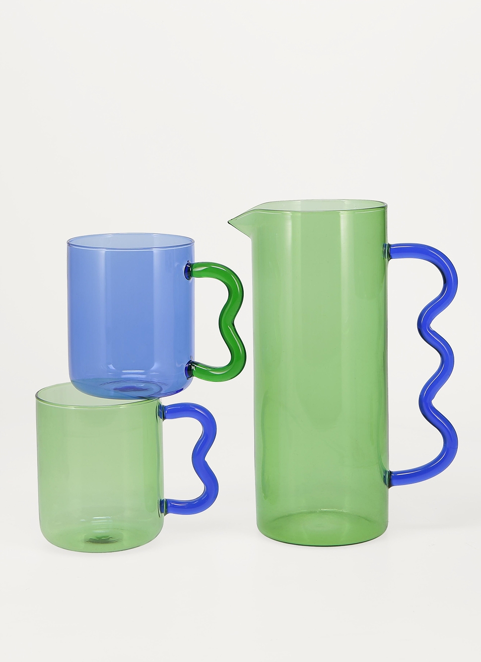 TASSE EN VERRE VERT/BLEU