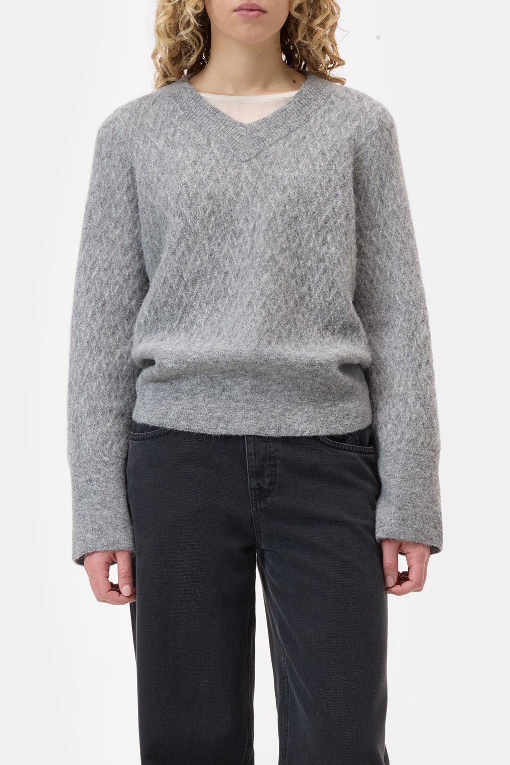 V-Pullover aus Alpaka-Woll-Mix-Garn