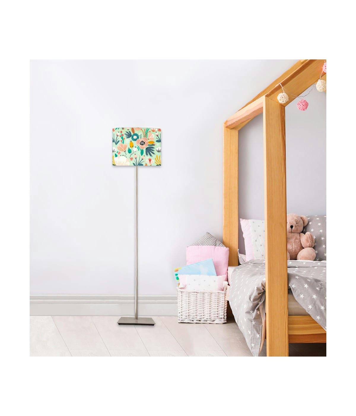 ENFANT - Abat-jour lampadaire enfant  Floral Vert Pastel D: 45 x H: 25