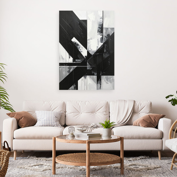 Obraz do salonu sypialni biura loftu, Czarno biała abstrakcja 20x30